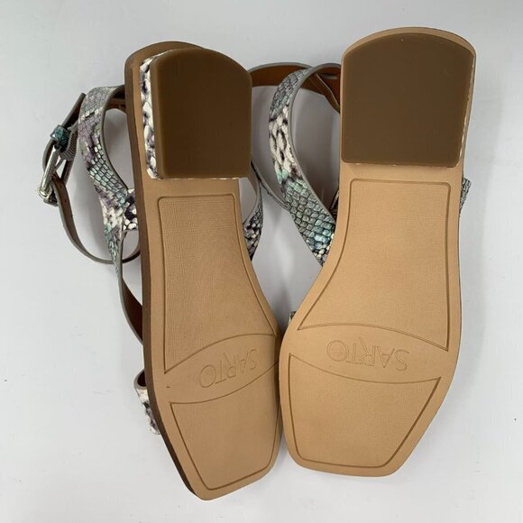 Franco Sarto Ema gray shimmery snake skin ankle strap square toe sandal new 6 - Picture 8 of 8